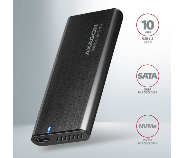 Axagon EEM2-SB2, USB-C 10Gbps - M.2 NVMe & SATA SSD RAW box - 1353423 - zdjęcie 5